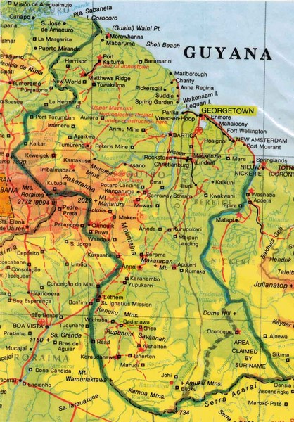 Guyana Topographique carte